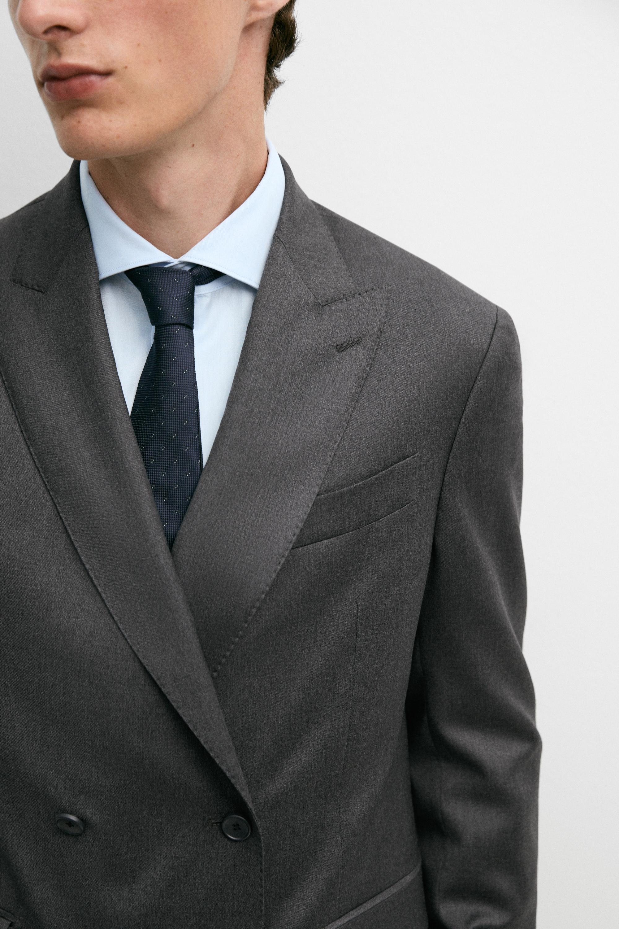 Blazer de costume croisé 100 % laine froide